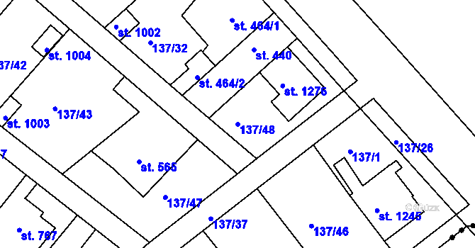 Parcela st. 137/48 v KÚ Lobeček, Katastrální mapa