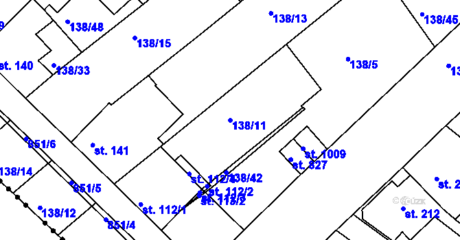 Parcela st. 138/11 v KÚ Lobeček, Katastrální mapa