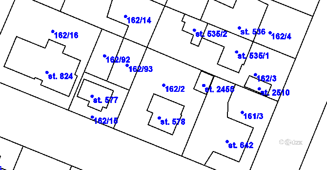 Parcela st. 162/2 v KÚ Lobeček, Katastrální mapa