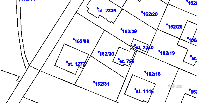 Parcela st. 162/30 v KÚ Lobeček, Katastrální mapa