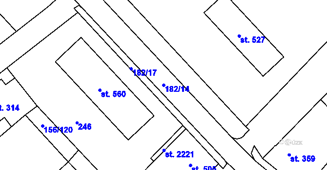 Parcela st. 182/14 v KÚ Lobeček, Katastrální mapa