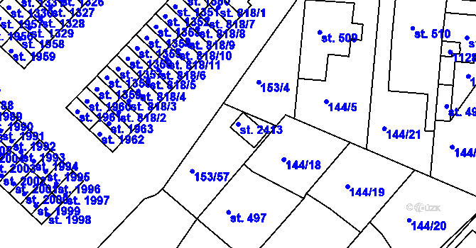 Parcela st. 2413 v KÚ Lobeček, Katastrální mapa