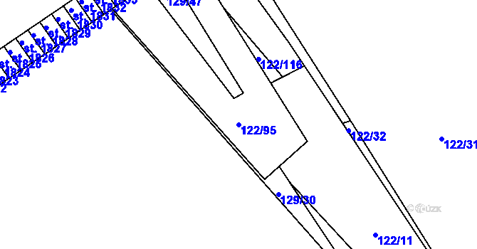 Parcela st. 122/95 v KÚ Lobeček, Katastrální mapa