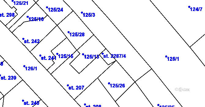 Parcela st. 2287/4 v KÚ Lobeček, Katastrální mapa