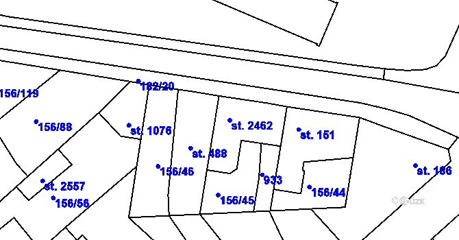 Parcela st. 2462 v KÚ Lobeček, Katastrální mapa