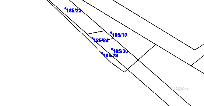 Parcela st. 185/29 v KÚ Lobeček, Katastrální mapa