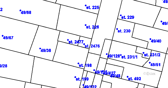 Parcela st. 2476 v KÚ Lobeček, Katastrální mapa