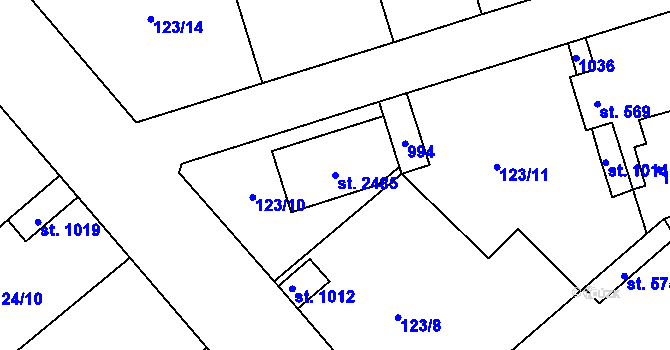 Parcela st. 2485 v KÚ Lobeček, Katastrální mapa