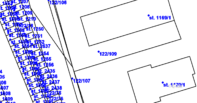 Parcela st. 122/109 v KÚ Lobeček, Katastrální mapa