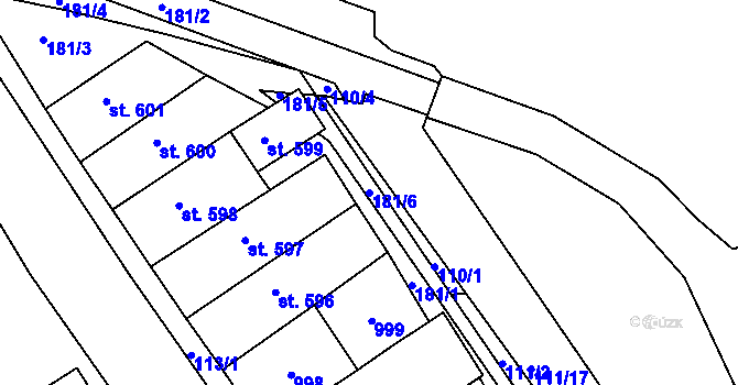 Parcela st. 181/6 v KÚ Lobeček, Katastrální mapa