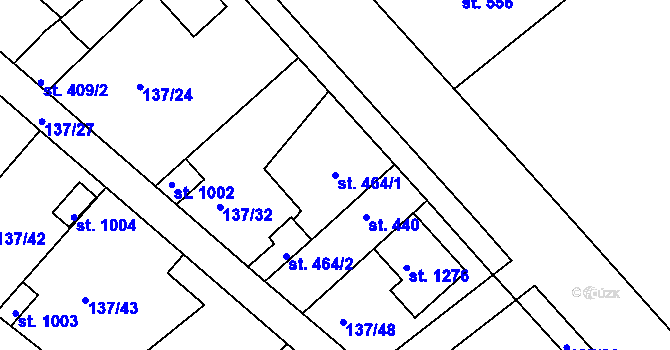 Parcela st. 464/1 v KÚ Lobeček, Katastrální mapa