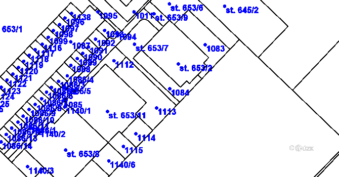Parcela st. 1084 v KÚ Lobeček, Katastrální mapa