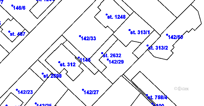 Parcela st. 2632 v KÚ Lobeček, Katastrální mapa