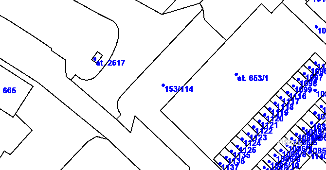 Parcela st. 153/114 v KÚ Lobeček, Katastrální mapa