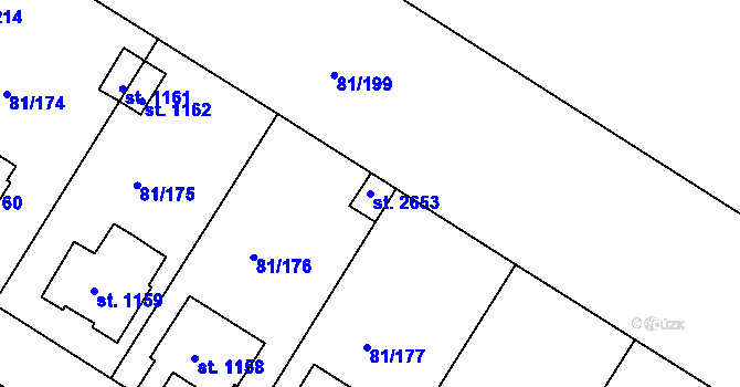 Parcela st. 2653 v KÚ Lobeček, Katastrální mapa