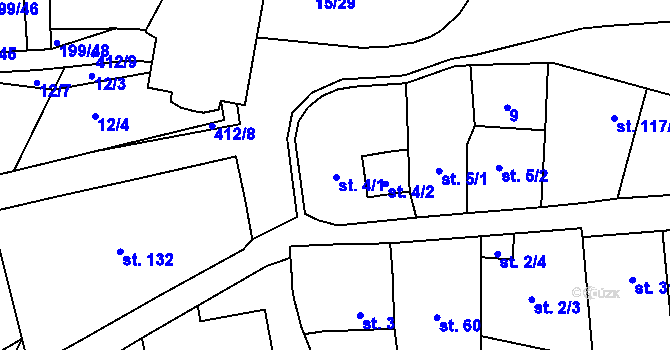 Parcela st. 4 v KÚ Lobeč, Katastrální mapa