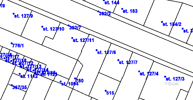 Parcela st. 127/6 v KÚ Lobeč, Katastrální mapa