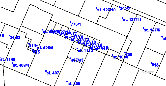 Parcela st. 127/14 v KÚ Lobeč, Katastrální mapa