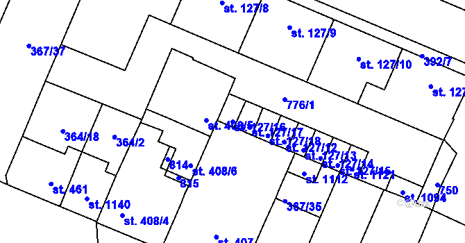Parcela st. 127/16 v KÚ Lobeč, Katastrální mapa