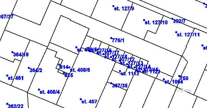 Parcela st. 127/18 v KÚ Lobeč, Katastrální mapa