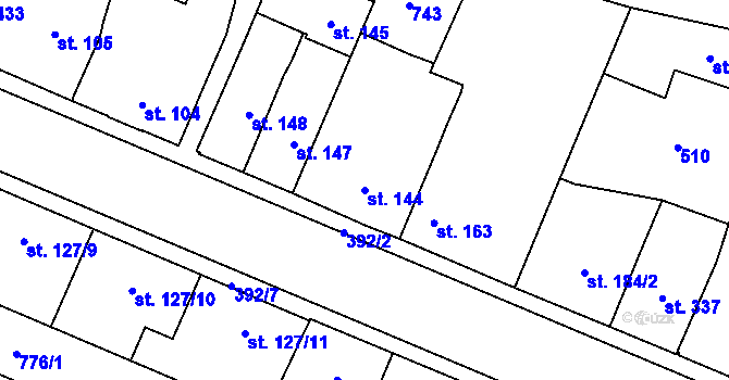 Parcela st. 144 v KÚ Lobeč, Katastrální mapa