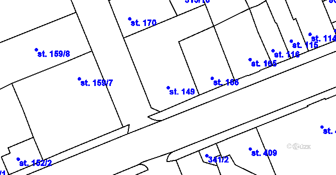 Parcela st. 149 v KÚ Lobeč, Katastrální mapa