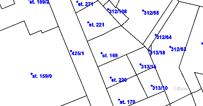 Parcela st. 169 v KÚ Lobeč, Katastrální mapa