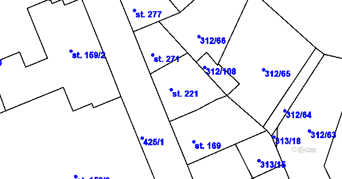 Parcela st. 221 v KÚ Lobeč, Katastrální mapa
