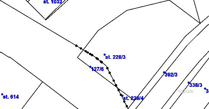 Parcela st. 228/3 v KÚ Lobeč, Katastrální mapa