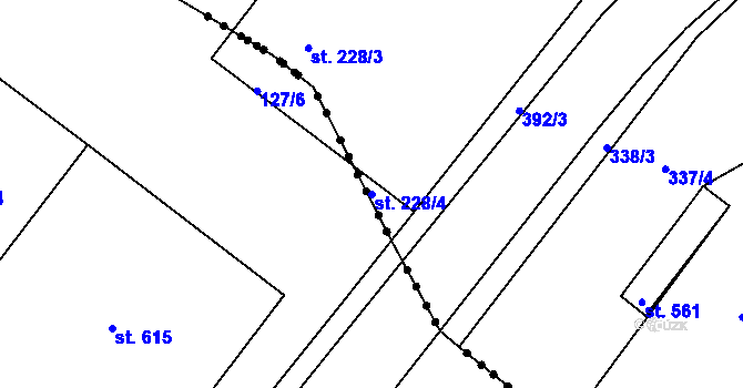 Parcela st. 228/4 v KÚ Lobeč, Katastrální mapa