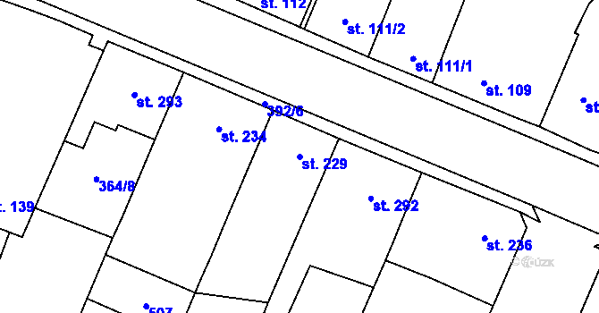 Parcela st. 229 v KÚ Lobeč, Katastrální mapa