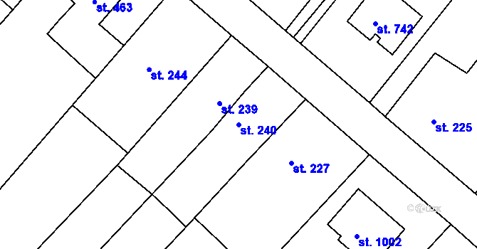 Parcela st. 240 v KÚ Lobeč, Katastrální mapa