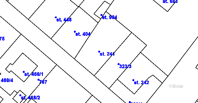 Parcela st. 241 v KÚ Lobeč, Katastrální mapa