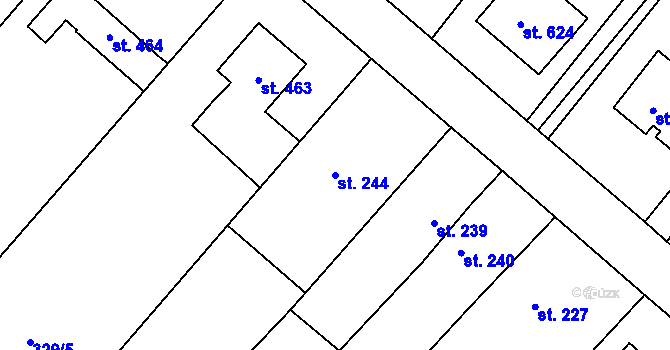 Parcela st. 244 v KÚ Lobeč, Katastrální mapa
