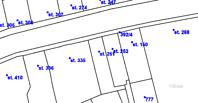 Parcela st. 251 v KÚ Lobeč, Katastrální mapa