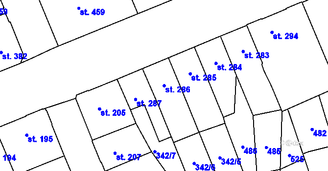 Parcela st. 286 v KÚ Lobeč, Katastrální mapa