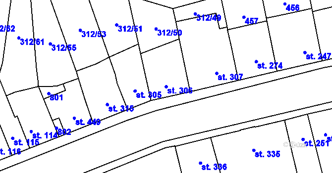 Parcela st. 306 v KÚ Lobeč, Katastrální mapa