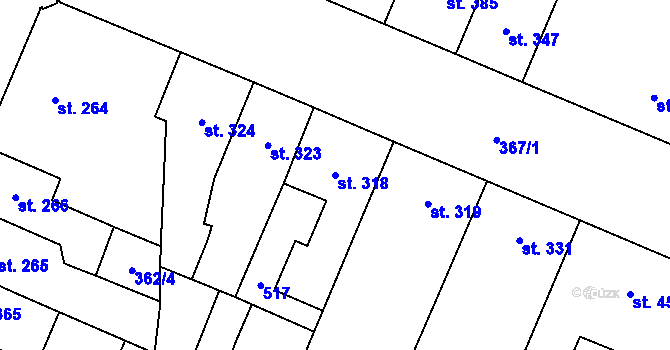 Parcela st. 318 v KÚ Lobeč, Katastrální mapa