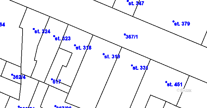 Parcela st. 319 v KÚ Lobeč, Katastrální mapa
