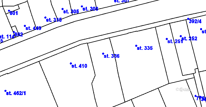 Parcela st. 336 v KÚ Lobeč, Katastrální mapa
