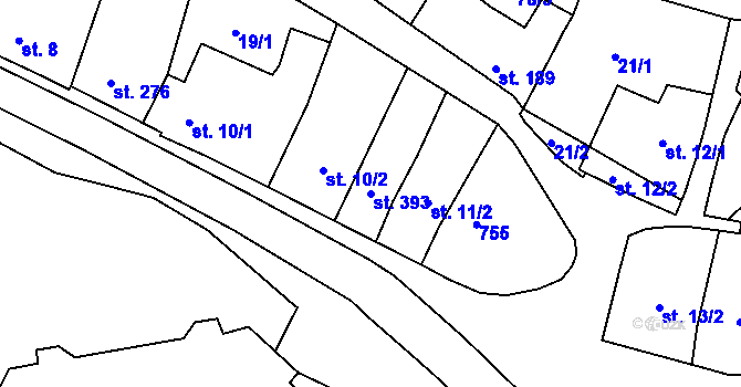 Parcela st. 393 v KÚ Lobeč, Katastrální mapa