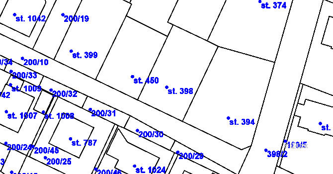 Parcela st. 398 v KÚ Lobeč, Katastrální mapa