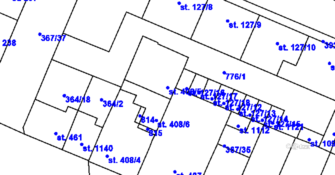 Parcela st. 408/5 v KÚ Lobeč, Katastrální mapa