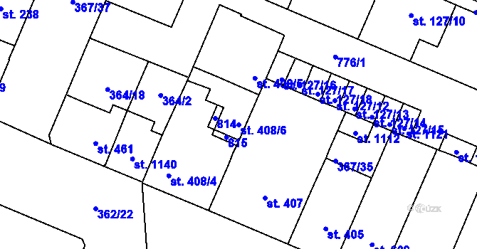 Parcela st. 408/6 v KÚ Lobeč, Katastrální mapa