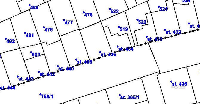 Parcela st. 436 v KÚ Lobeč, Katastrální mapa