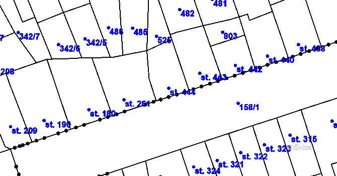 Parcela st. 444 v KÚ Lobeč, Katastrální mapa