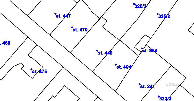 Parcela st. 448 v KÚ Lobeč, Katastrální mapa