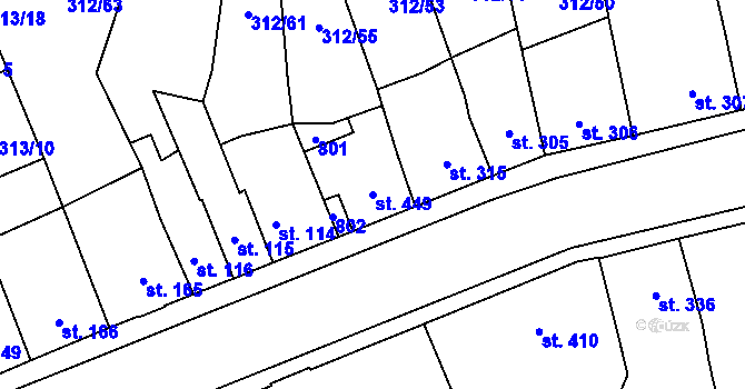 Parcela st. 449 v KÚ Lobeč, Katastrální mapa