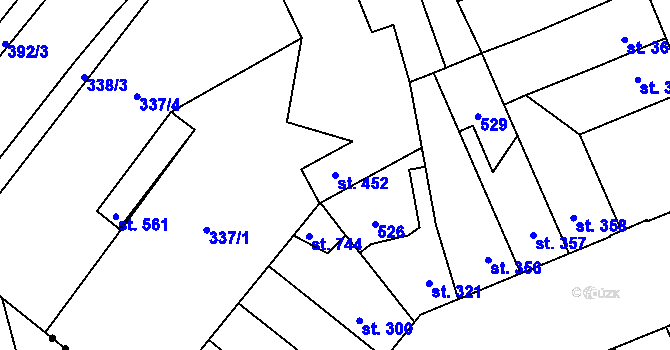 Parcela st. 452 v KÚ Lobeč, Katastrální mapa