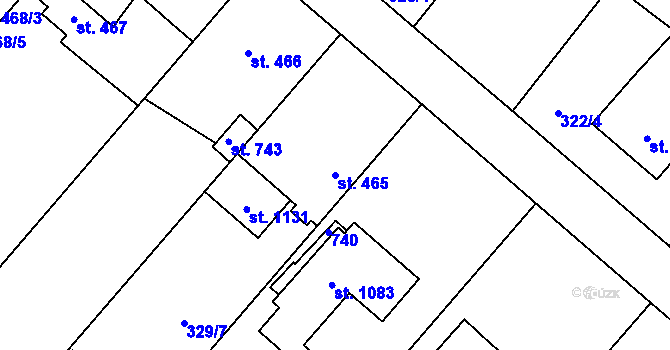 Parcela st. 465 v KÚ Lobeč, Katastrální mapa